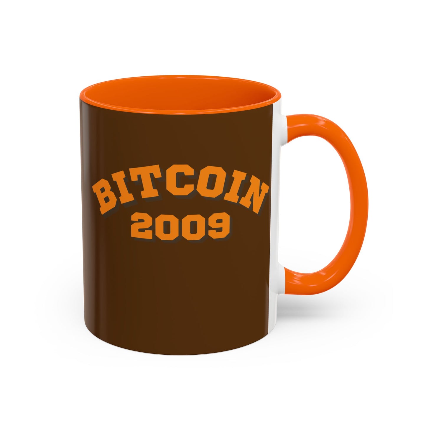 Bitcoin 2009 Brown Accent Mug by cypherpunkgear.com