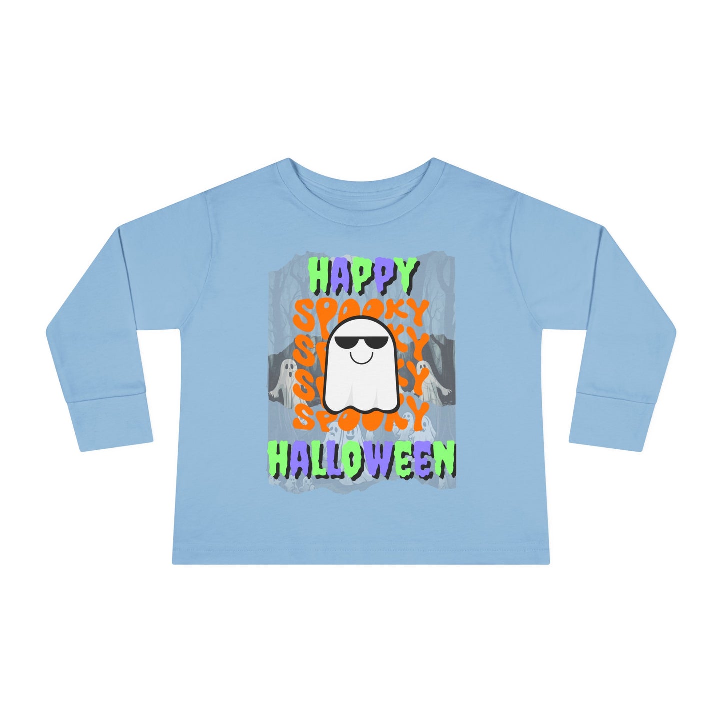 Spooky Happy Halloween Ghost MXfont Toddler Long Sleeve Tee by cypherpunkgear