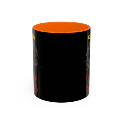 Caution, Savage Black Accent Mug by cypherpunkgear.com