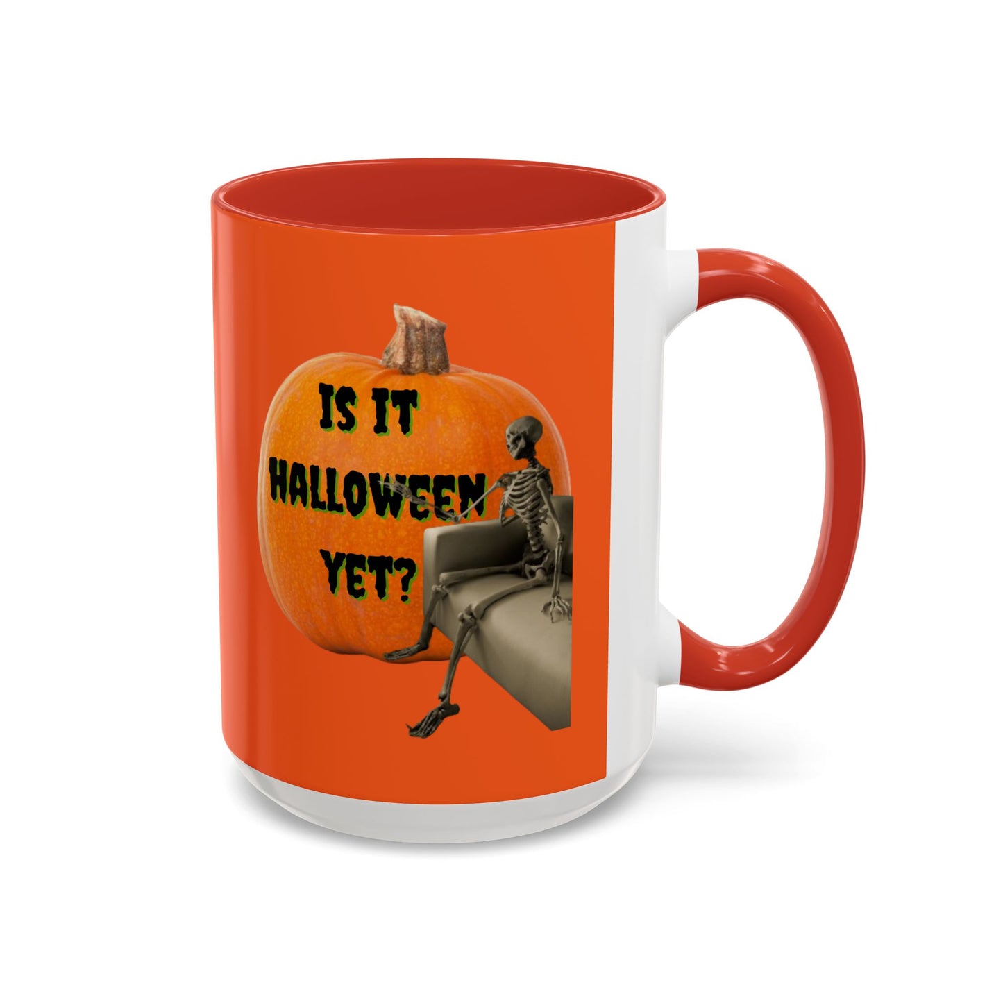 Is it Halloween yet? Skeleton's Giant Pumpkin Orange Accent Mug by CreepyCrafts.boo