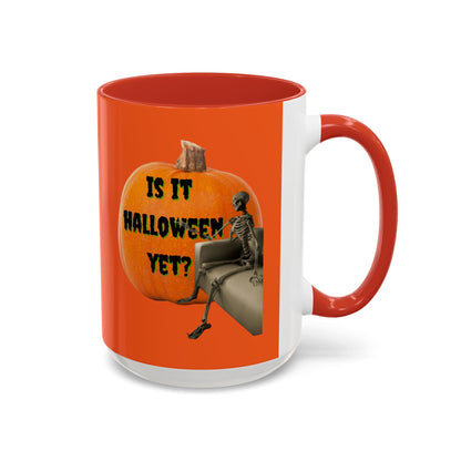 Is it Halloween yet? Skeleton's Giant Pumpkin Orange Accent Mug by CreepyCrafts.boo
