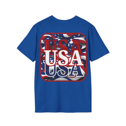 2-sided Red WHITE and Blue USA Patriot DKcolors Unisex T-Shirt by cypherpunkgear