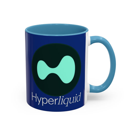 Hyperliquid White font Blue Accent Mug by cypherpunkgear.com