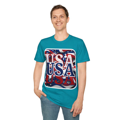 Red White and BLUE USA Patriot DKcolors Unisex T-Shirt by cypherpunkgear