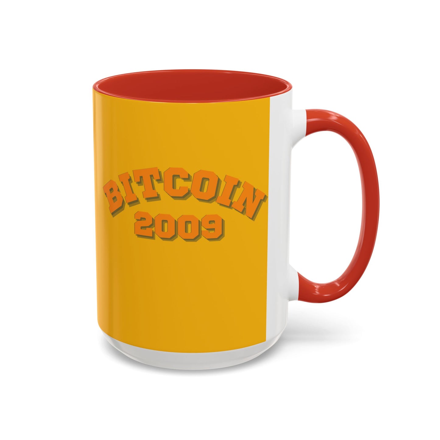 Bitcoin 2009 Yellow Accent Mug by cypherpunkgear.com
