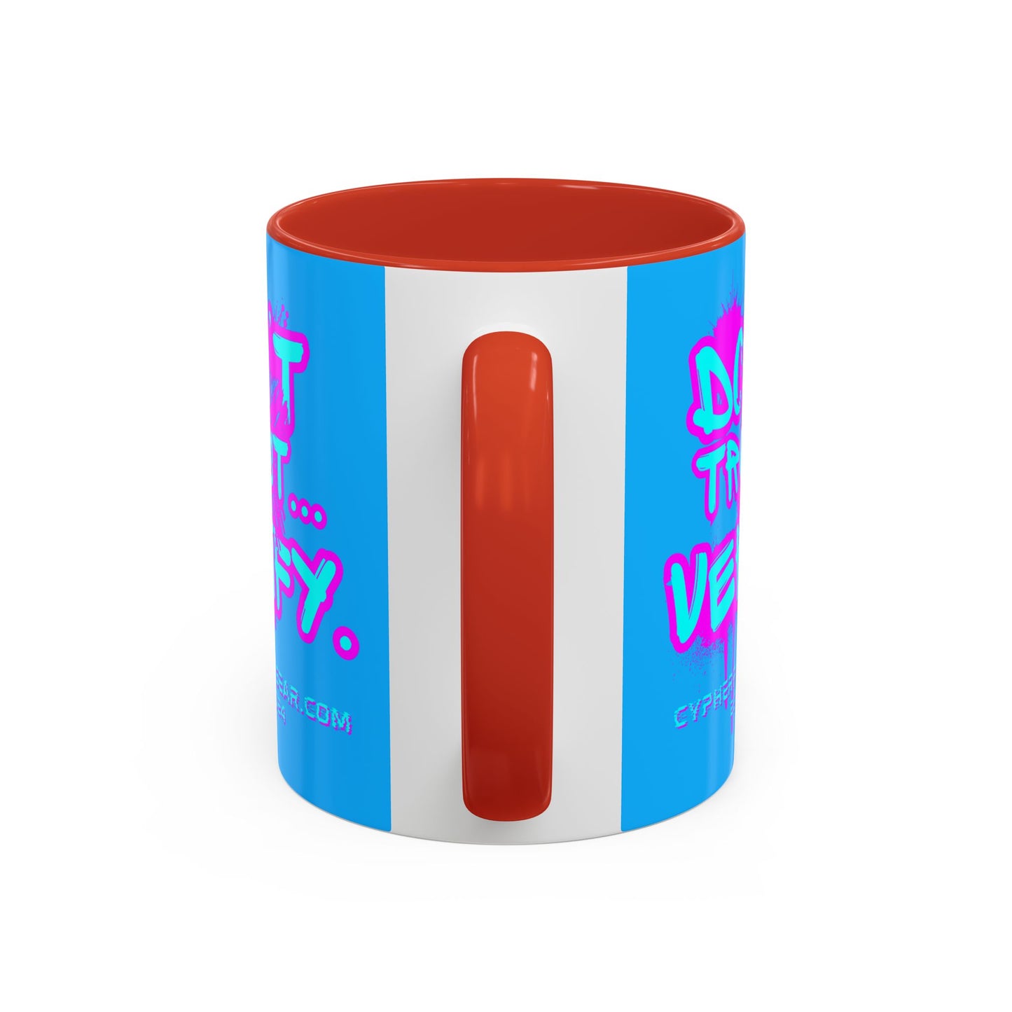 Don't Trust...Verify. Light Blue Accent Mug by cypherpunkgear.com
