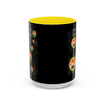 Monero (XMR) don't assume your freedoms are assured Black Accent Mug by cypherpunkgear.com