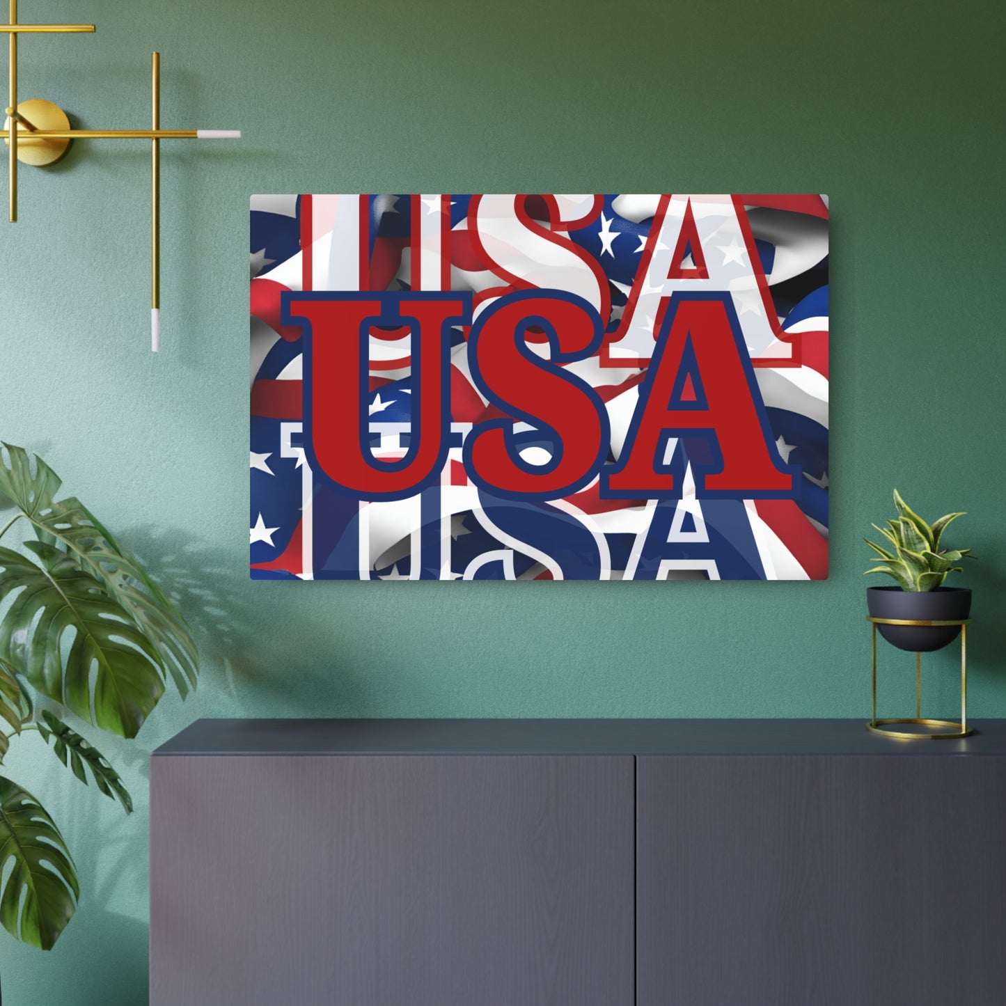 USA! USA! USA Red Center Metal Art Sign by cypherpunkgear