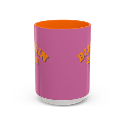 Bitcoin 2009 Pink Accent Mug by cypherpunkgear.com