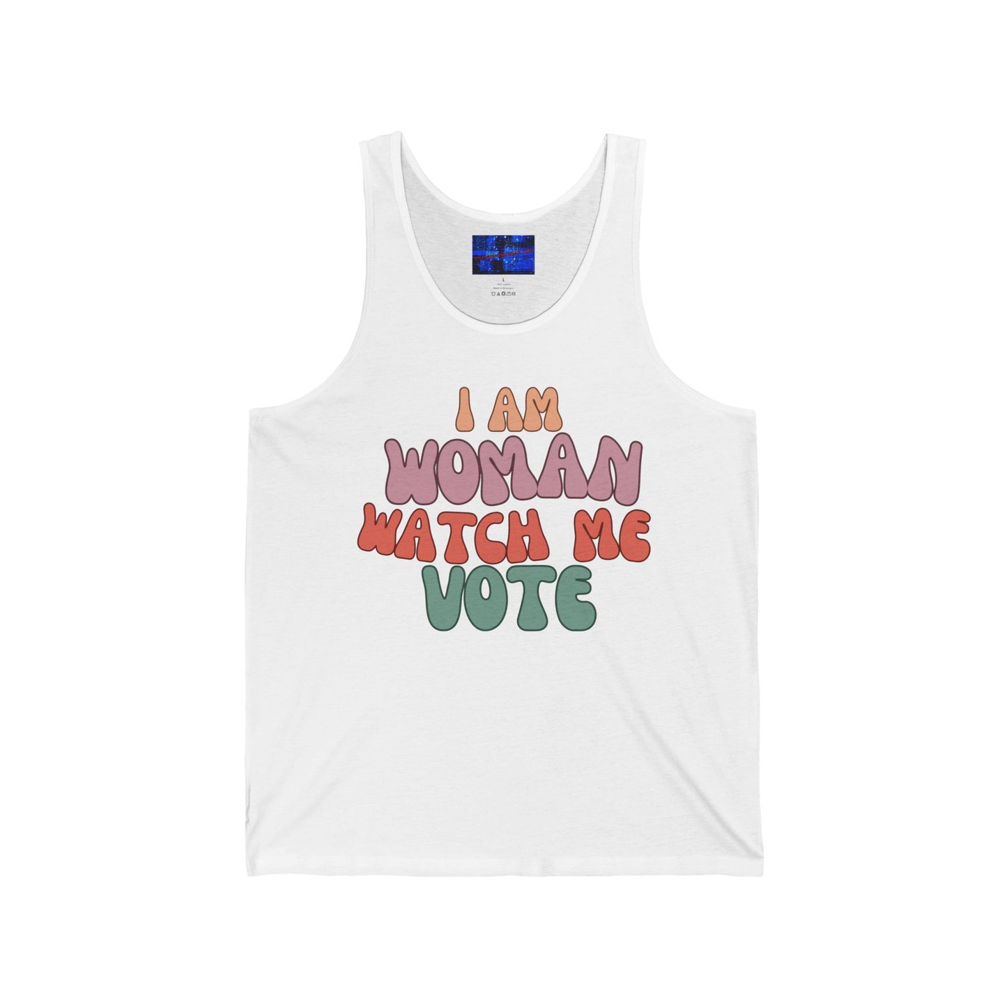 I Am Woman Watch Me Vote Unisex Jersey Tank Top by cypherpunkgear.com