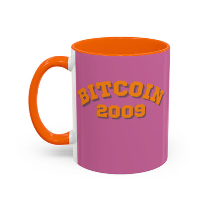 Bitcoin 2009 Pink Accent Mug by cypherpunkgear.com