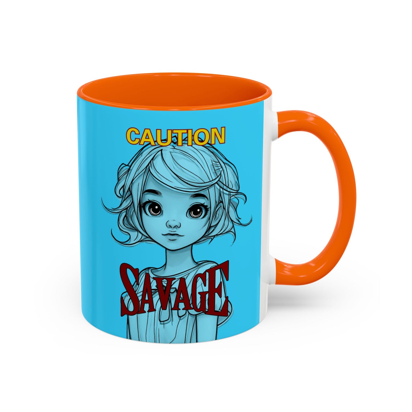 Caution, Savage Light Blue Accent Mug by cypherpunkgear.com