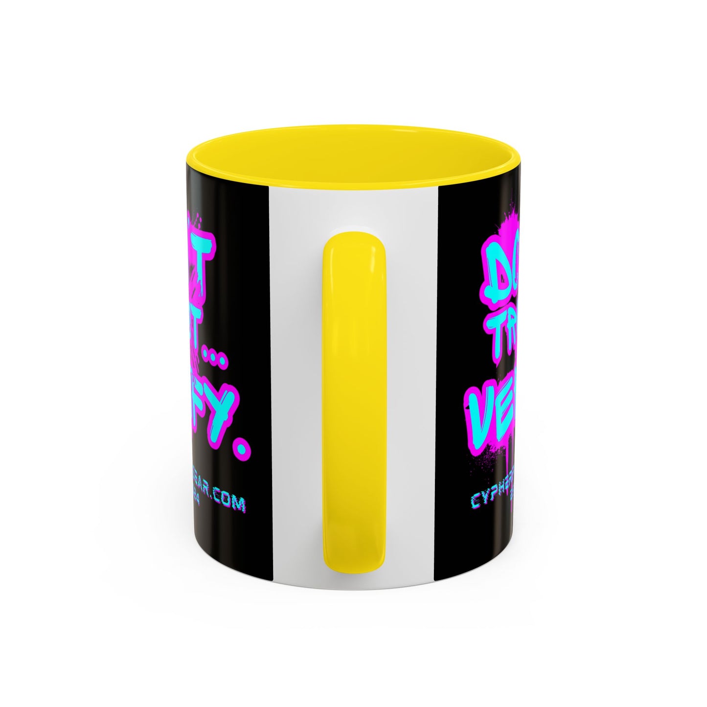 Don't Trust...Verify. Black Accent Mug by cypherpunkgear.com