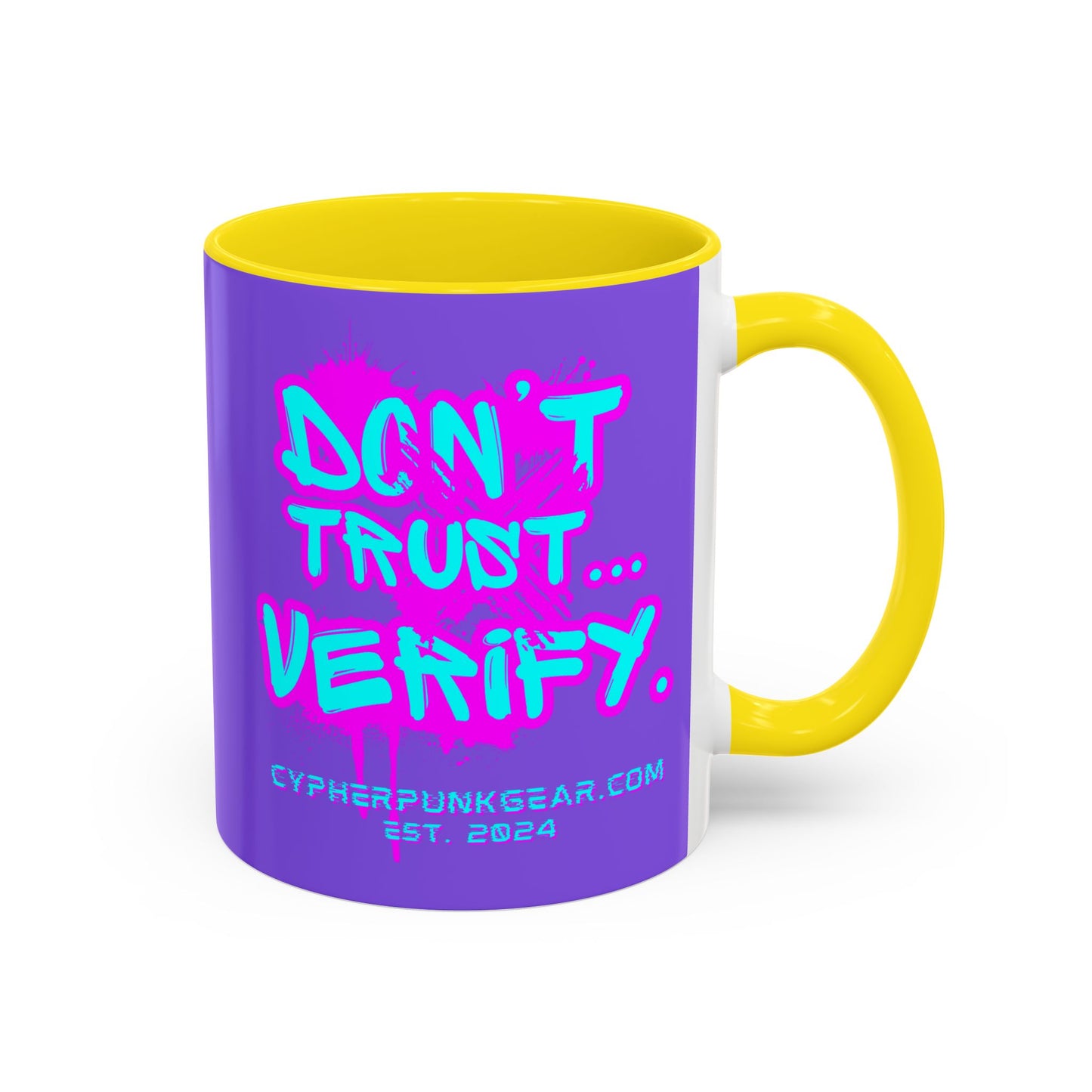 Don't Trust...Verify. Light Purple Accent Mug by cypherpunkgear.com
