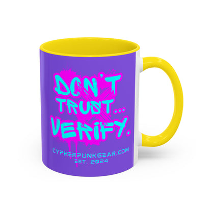 Don't Trust...Verify. Light Purple Accent Mug by cypherpunkgear.com