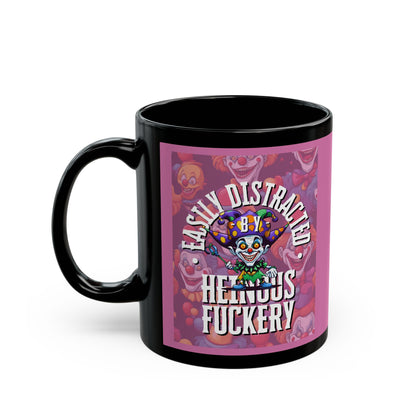 Easily Distracted by Heinous Fuckery Little Jincs Pink Mug by cypherpunkgear.com