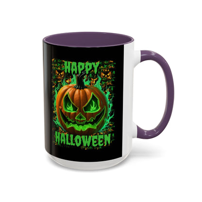 Happy Halloween Green Jack Black Accent Mug by CreepyCrafts.boo