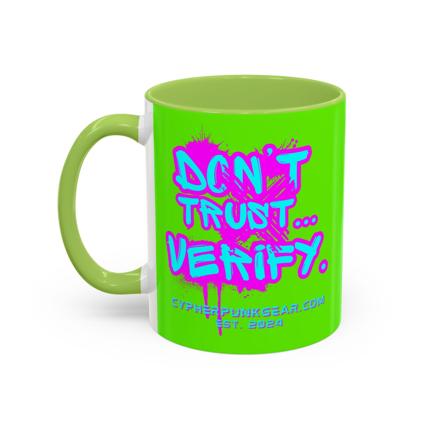 Don't Trust...Verify. Green Accent Mug by cypherpunkgear.com