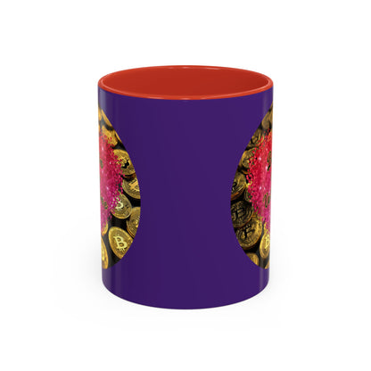 Bitcoin is My Valentine Purple Accent Mug by cypherpunkgear.com