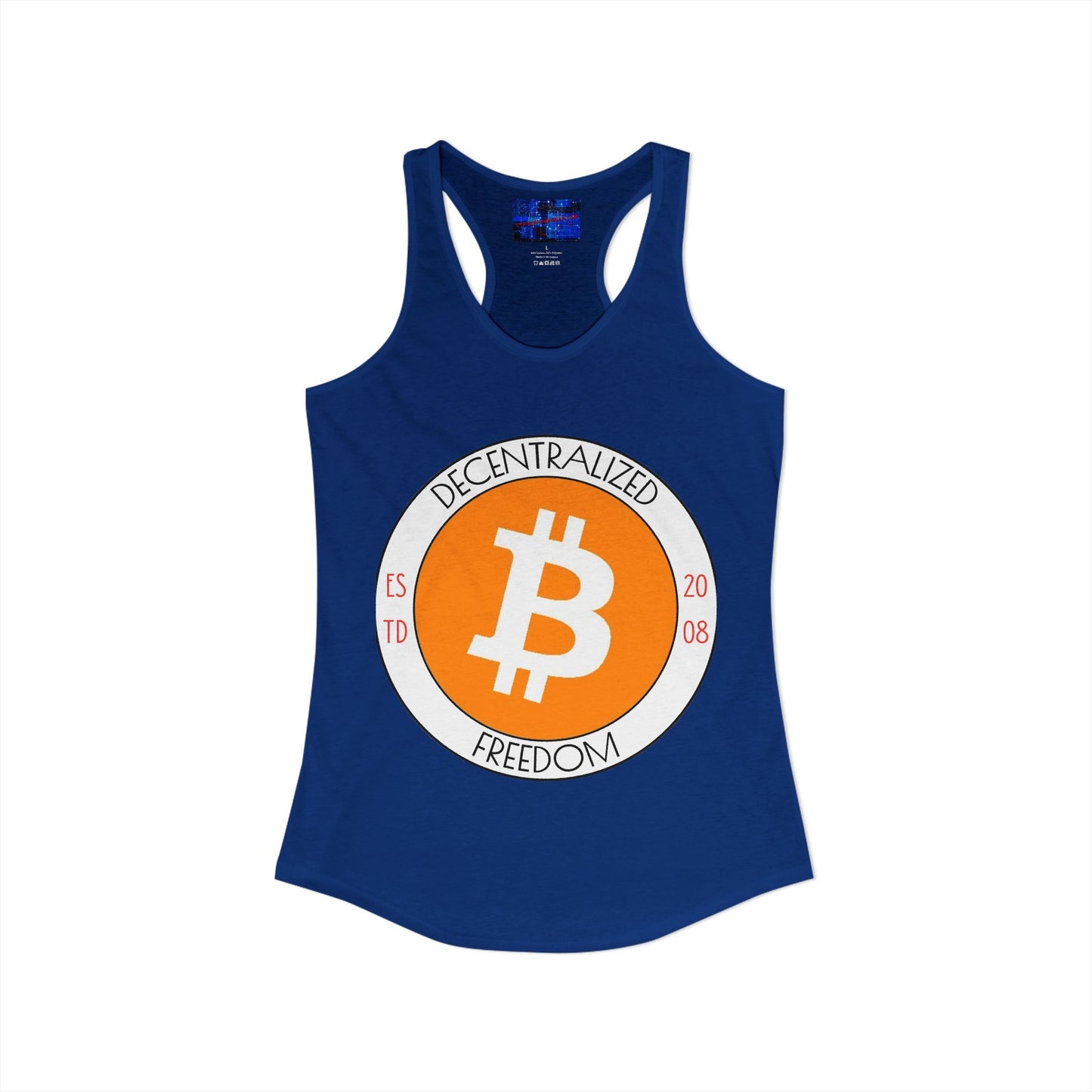 Bitcoin: ¡Libertad descentralizada por cypherpunkgear! Camiseta sin mangas ideal con espalda cruzada para mujer