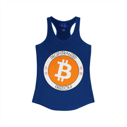 Bitcoin: ¡Libertad descentralizada por cypherpunkgear! Camiseta sin mangas ideal con espalda cruzada para mujer