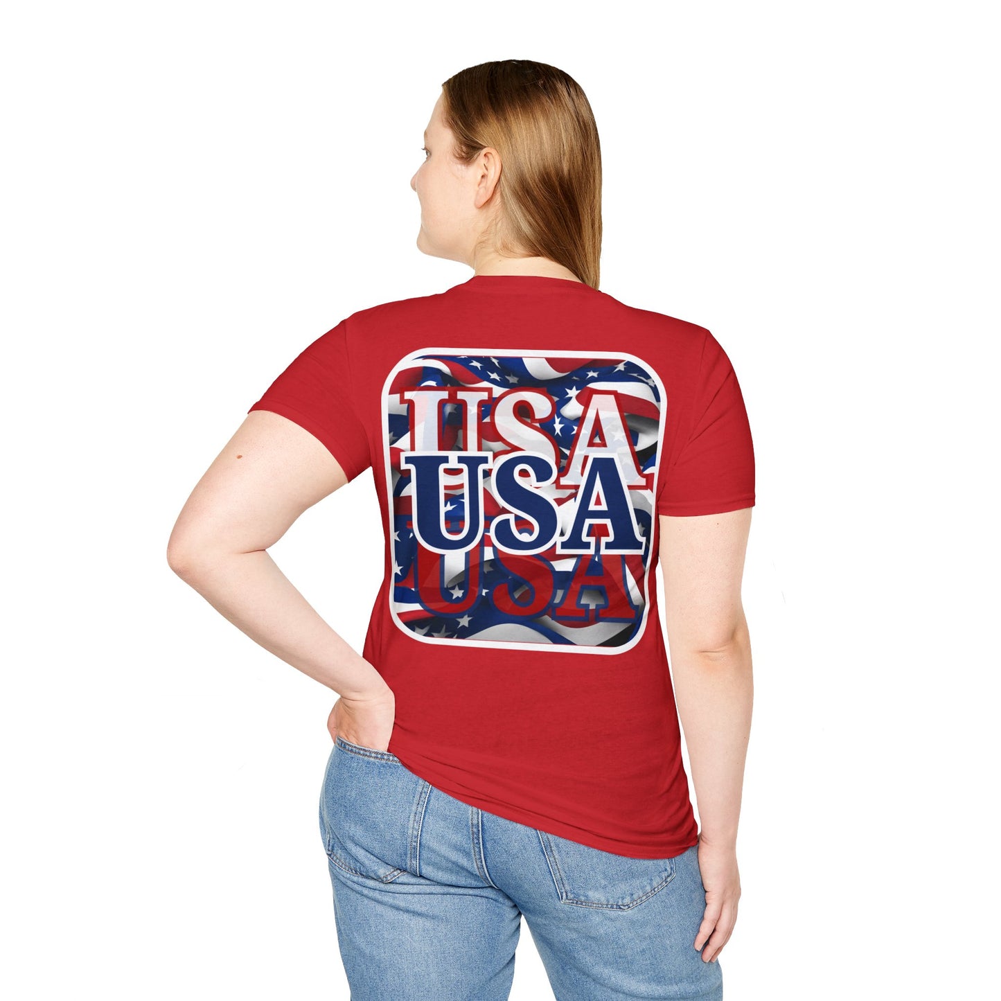 2-sided Red White and BLUE USA Patriot LTcolors Unisex T-Shirt by cypherpunkgear