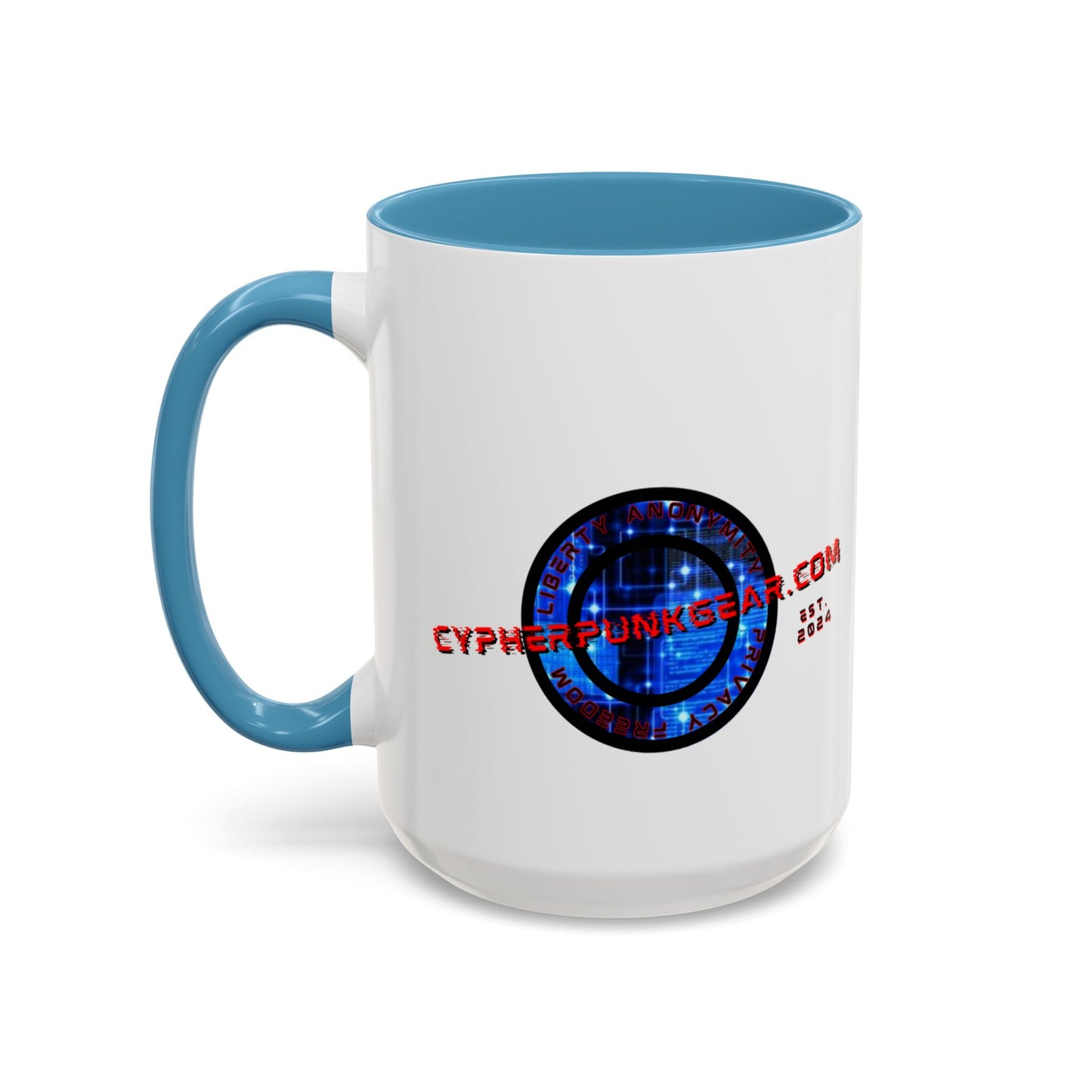 2-sided, cypherpunkgear.com Logo & Cityscape Accent Mug by cypherpunkgear.com
