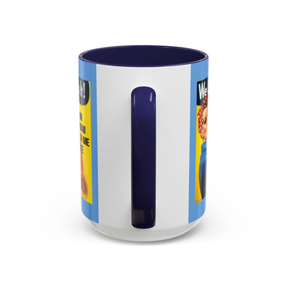 I Am Woman Watch Me Vote Rosie Light Blue Accent Mug by cypherpunkgear.com