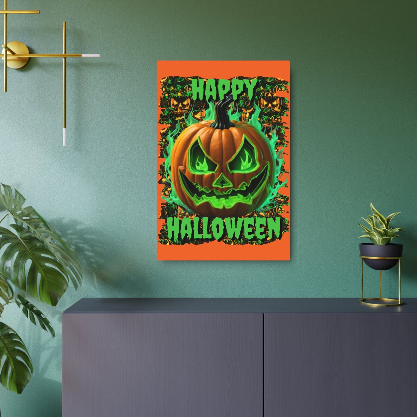 Happy Halloween Green Jack Metal Art Sign by CreepyCrafts.boo