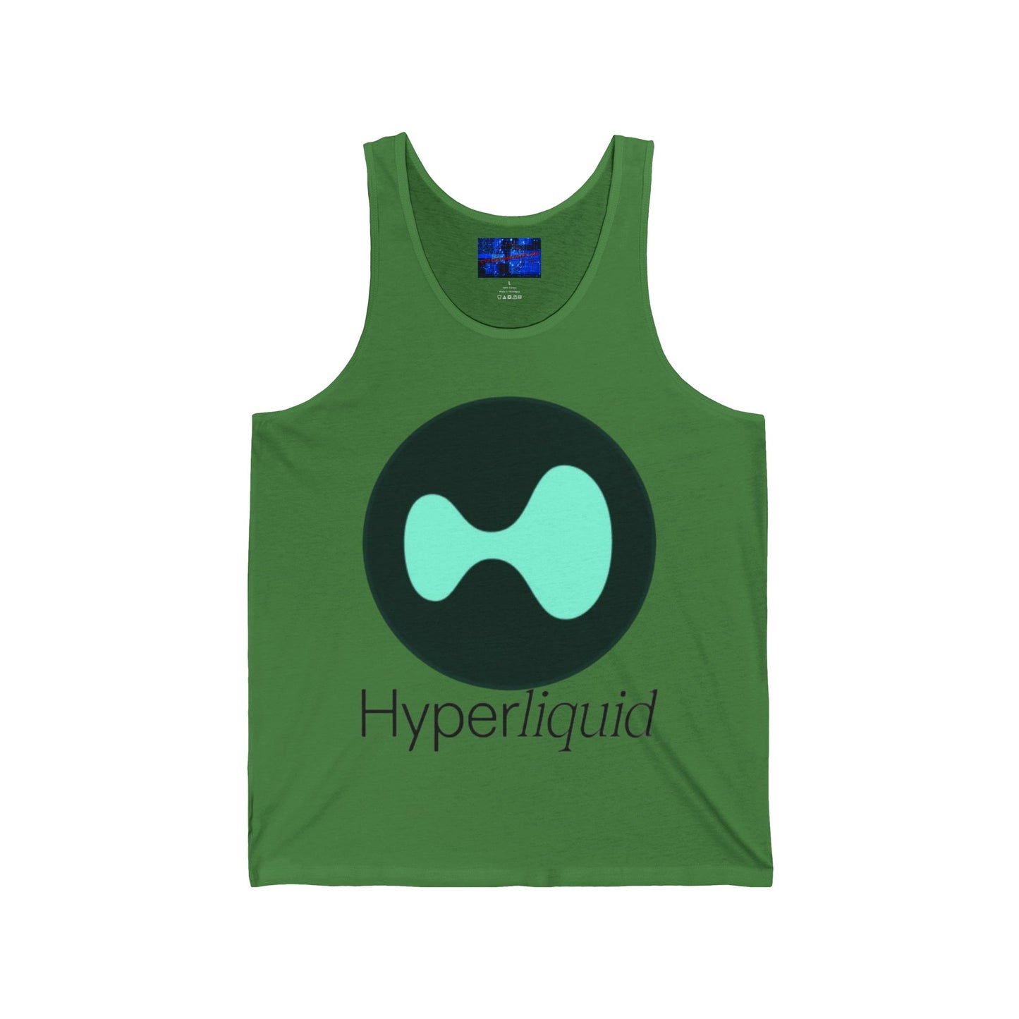 Hyperliquid Black font Unisex Jersey Tank Top by cypherpunkgear.com