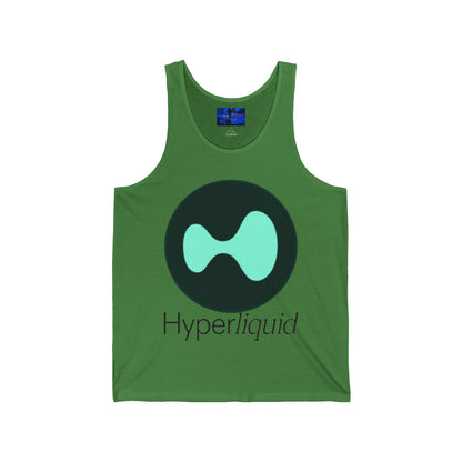 Hyperliquid Black font Unisex Jersey Tank Top by cypherpunkgear.com
