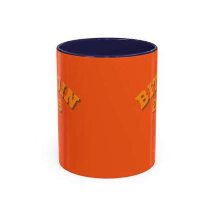 Bitcoin 2009 Orange Accent Mug by cypherpunkgear.com