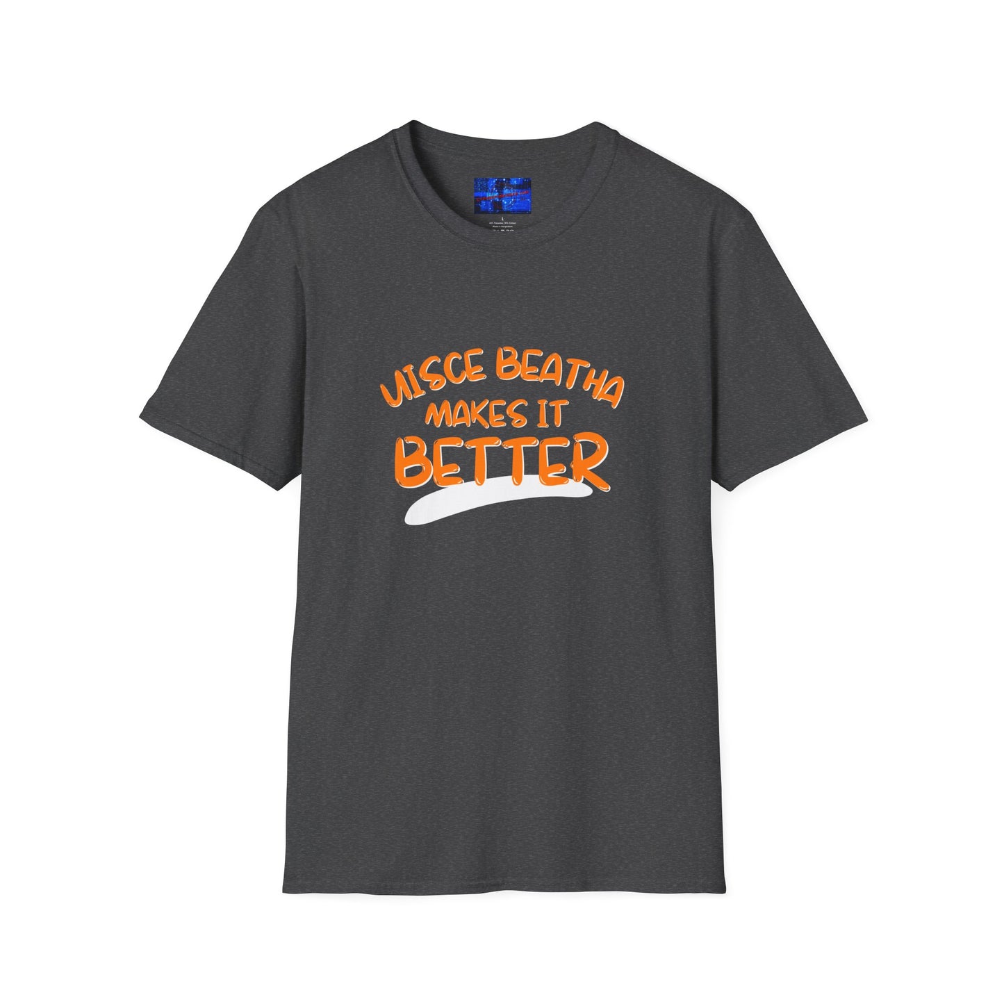 Uisce Beatha makes it better Orange font Dark colors Unisex T-Shirt by cypherpunkgear.com