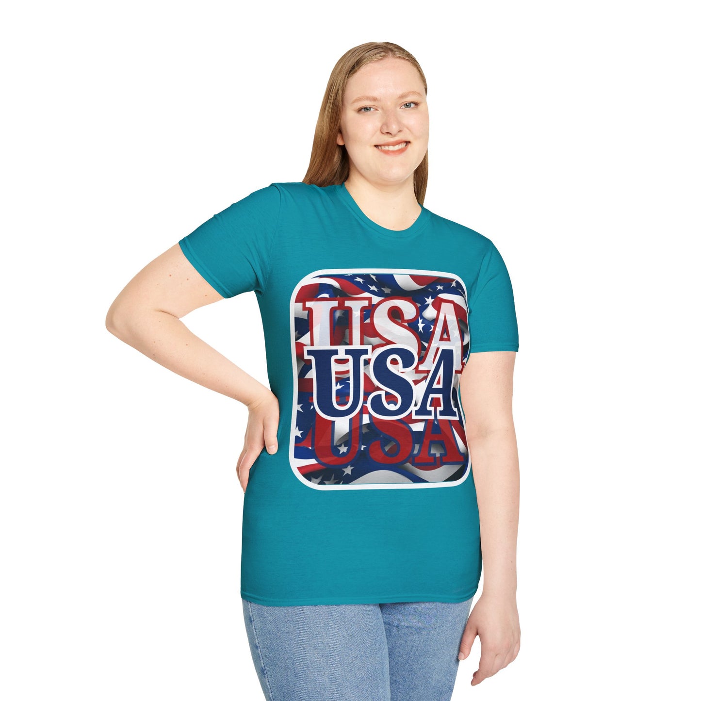 Red White and BLUE USA Patriot Dark colors Unisex T-Shirt by cypherpunkgear.com