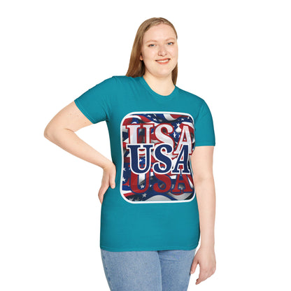 Red White and BLUE USA Patriot Dark colors Unisex T-Shirt by cypherpunkgear.com