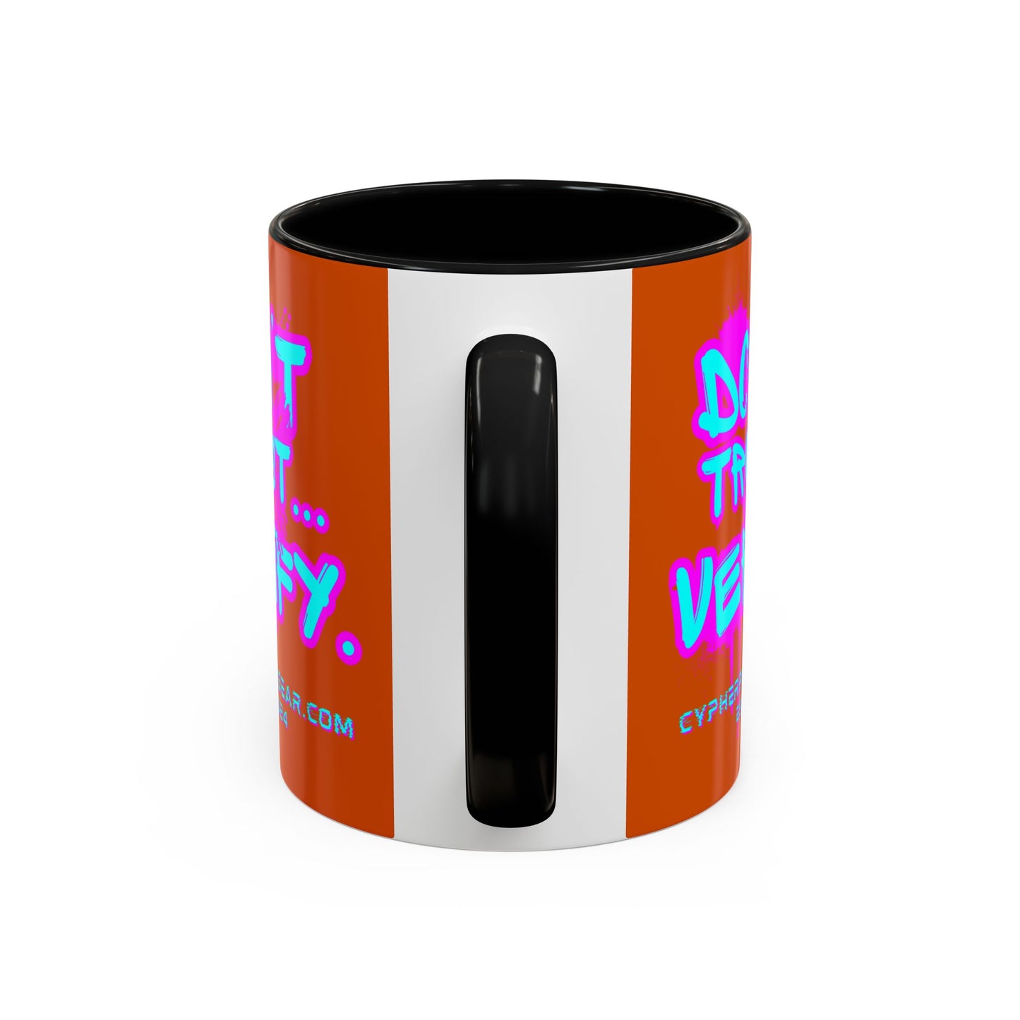 Don't Trust...Verify. Orange Accent Mug by cypherpunkgear.com