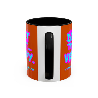 Don't Trust...Verify. Orange Accent Mug by cypherpunkgear.com