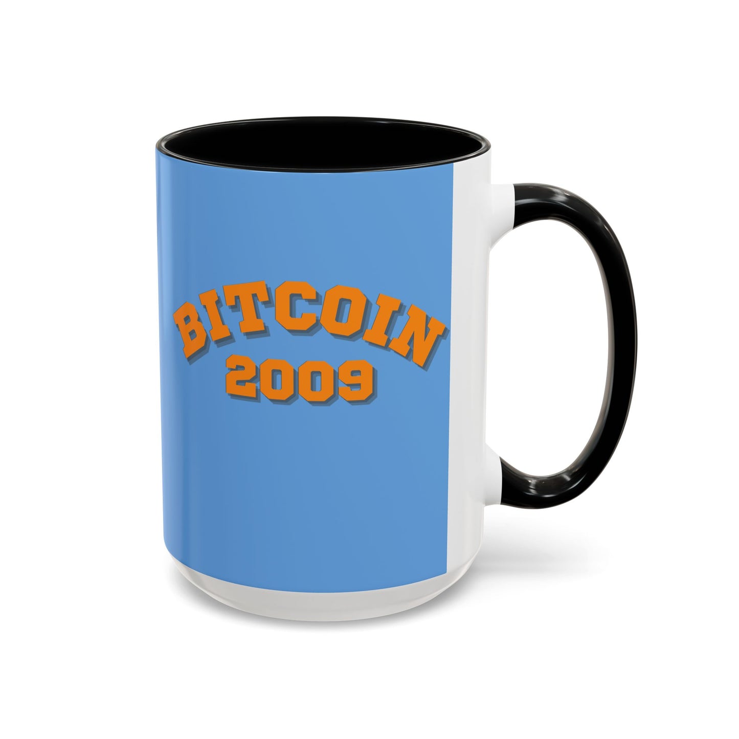 Bitcoin 2009 Light Blue Accent Mug by cypherpunkgear.com