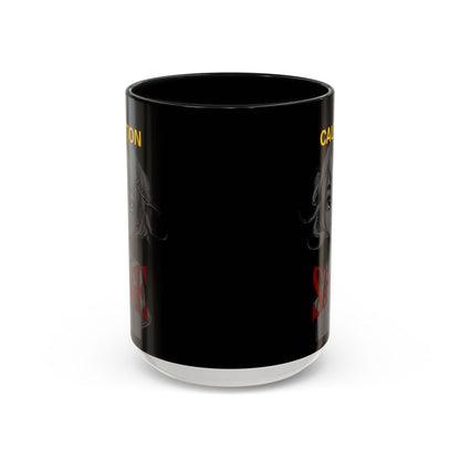 Caution, Savage Black Accent Mug by cypherpunkgear.com