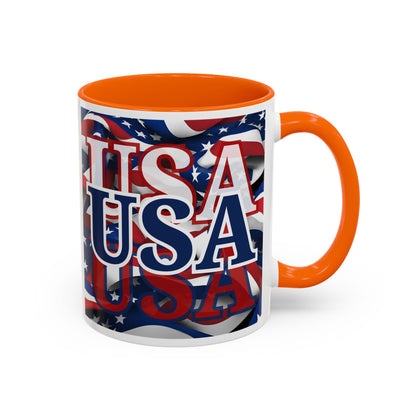 USA Blue font Center Patriot Accent Mug by cypherpunkgear.com