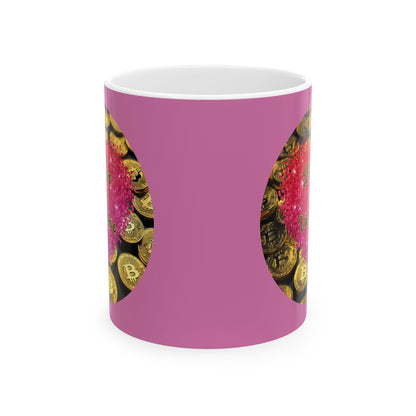 Bitcoin is My Valentine Pink and White Mug by cypherpunkgear.com