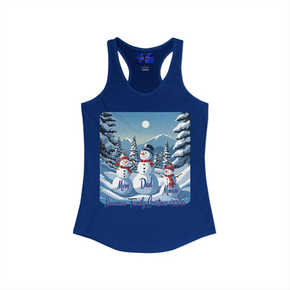 Snowman Family of 3 Women's Racerback Tank Top by cypherpunkgear.com