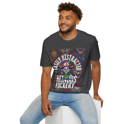 Easily Distracted by Heinous Fuckery Little Jincs DKcolors Unisex T-Shirt by cypherpunkgear.com