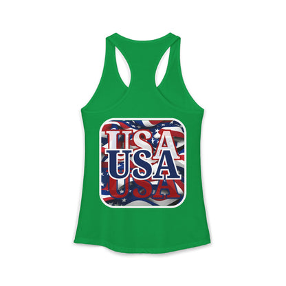 2-sided Red White and BLUE USA Patriot Women's Racerback Tank Top by cypherpunkgear.com