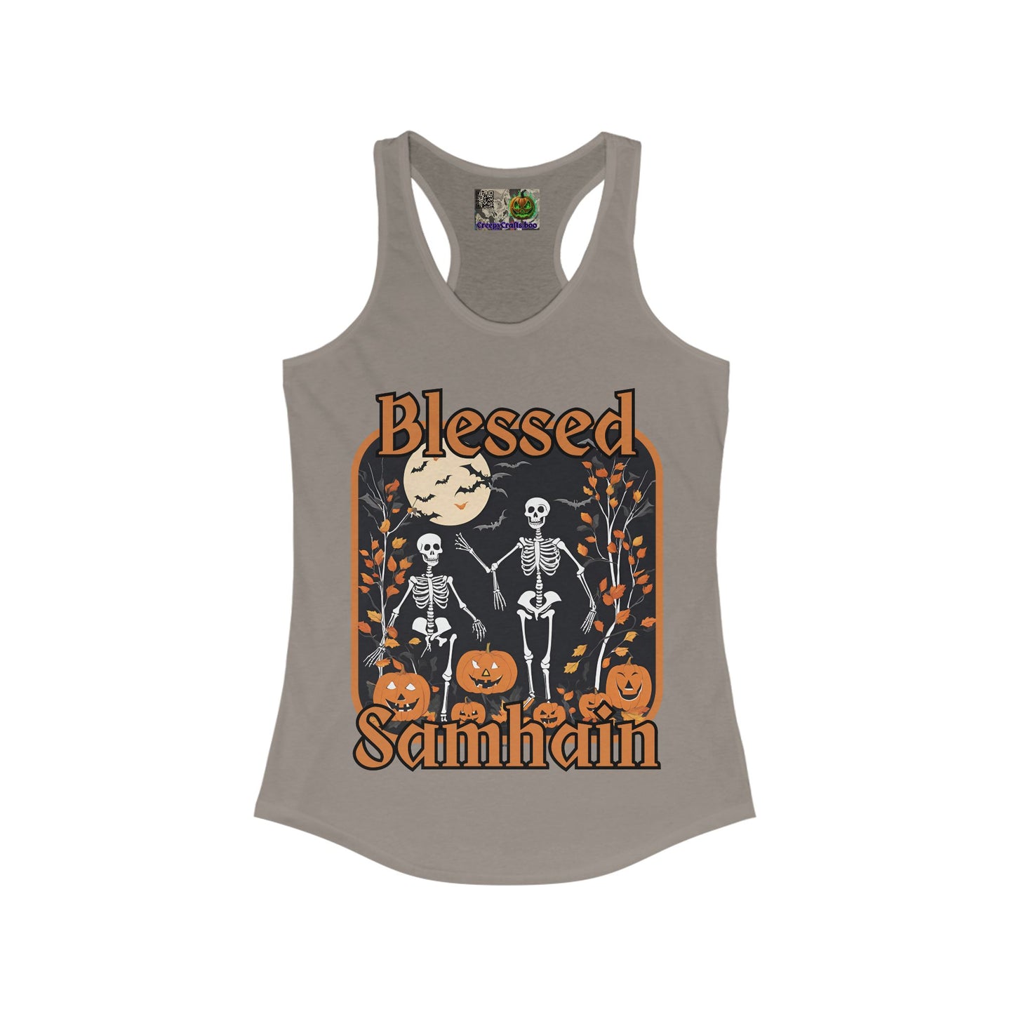 Spooktacular Skeletons of Samhain Women's Racerback Tank Top by CreepyCrafts.boo