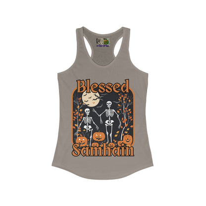 Spooktacular Skeletons of Samhain Women's Racerback Tank Top by CreepyCrafts.boo