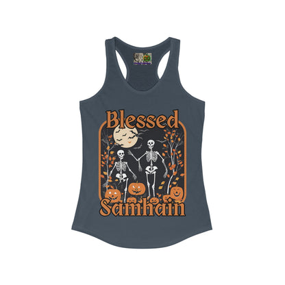 Spooktacular Skeletons of Samhain Women's Racerback Tank Top by CreepyCrafts.boo