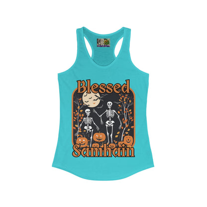 Spooktacular Skeletons of Samhain Women's Racerback Tank Top by CreepyCrafts.boo