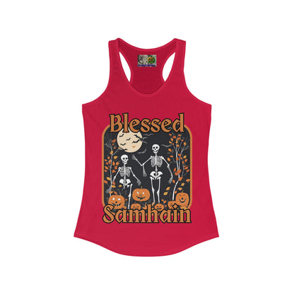 Spooktacular Skeletons of Samhain Women's Racerback Tank Top by CreepyCrafts.boo