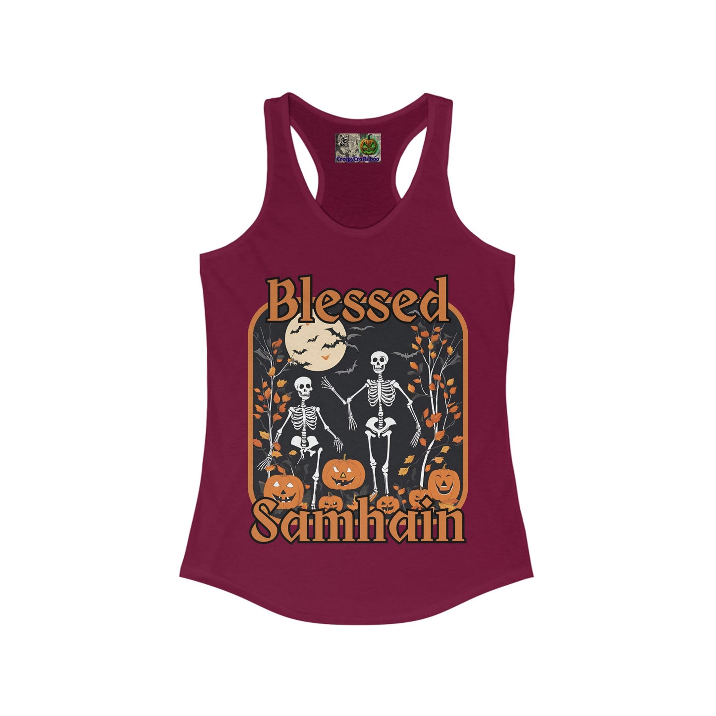 Spooktacular Skeletons of Samhain Women's Racerback Tank Top by CreepyCrafts.boo